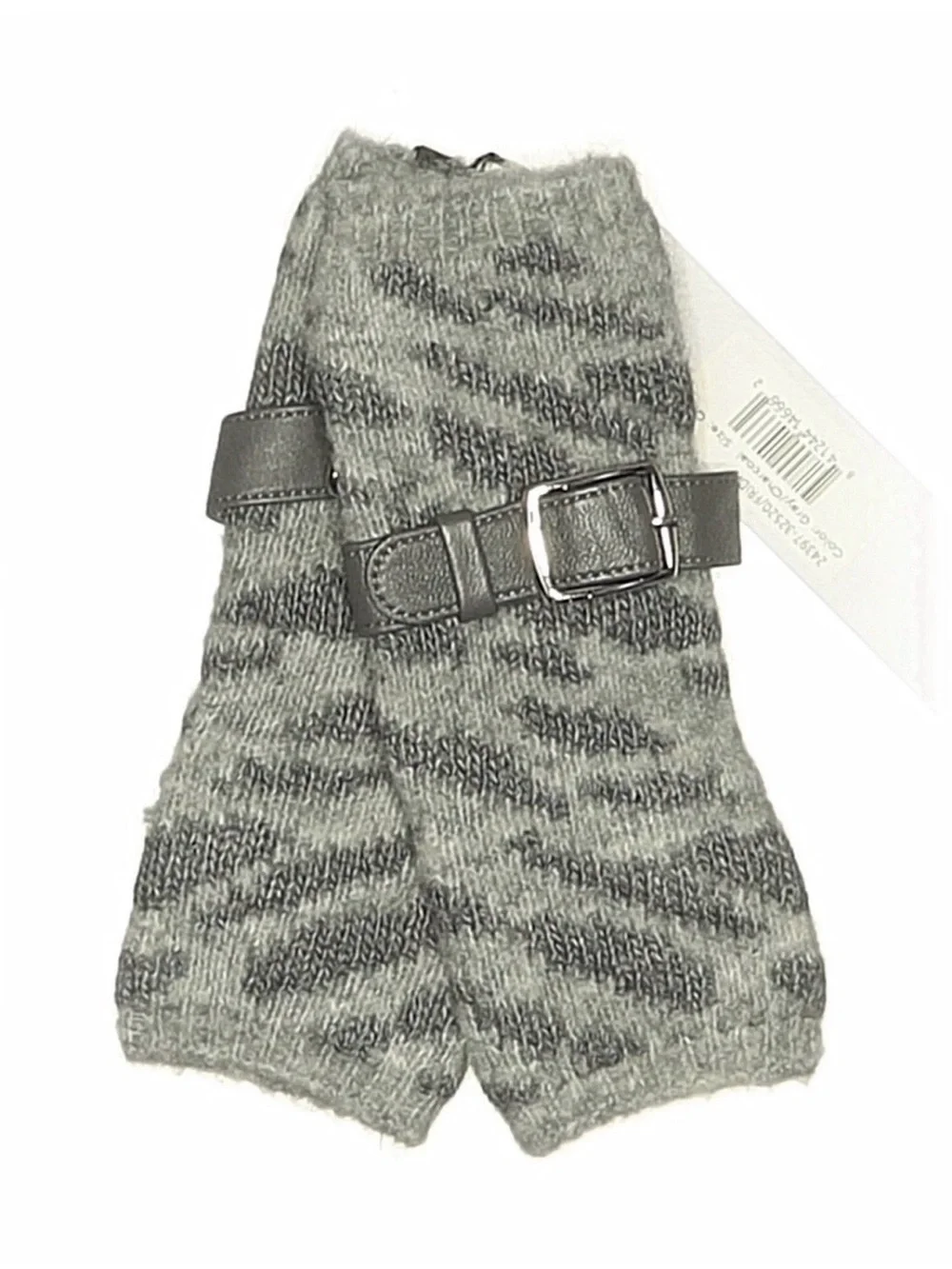 Eugenia Kim Gray Patterned Knit Fingerless Gloves with Buckle